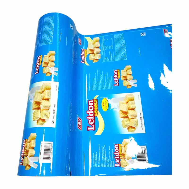 Customized PET/VMPET/PE automatic food packaging printed roll film for wafer biscuit or cookies